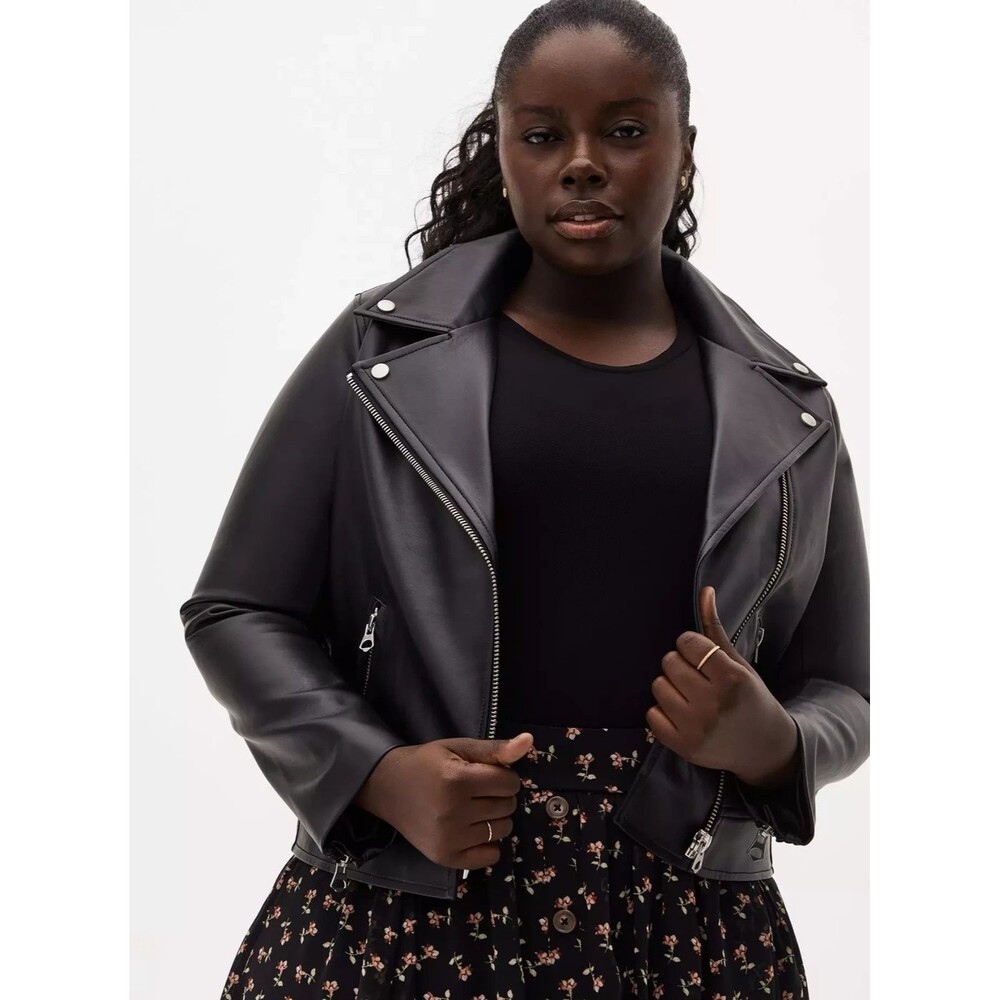Torrid Faux Leather Moto Jacket Black Size 3X NWOT